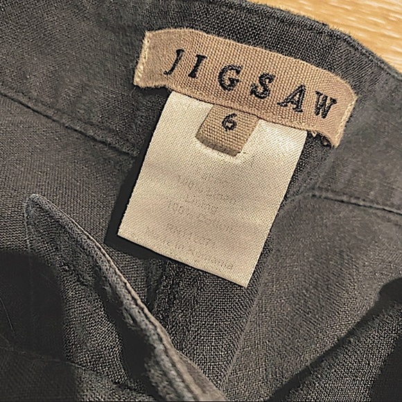 Vintage JIGSAW Black Linen Wide Leg Pants Size 6 - Picture 6 of 6